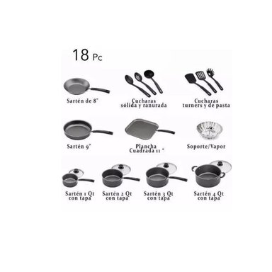 BATERIA DE COCINA JUEGO DE OLLAS TRAMONTINA 18 PIEZAS GRIS - 8