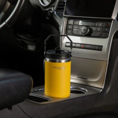 THERMOCAFE FLIPLID TRAVEL MUG 880ML ACERO INOX AMARILLO - 5