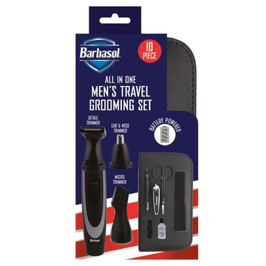 KIT DESVELLADORA INALÁMBRICO BARBASOL NARIZ OÍDO PATILLAS PEINE Y TIJERA NEGRO - 1