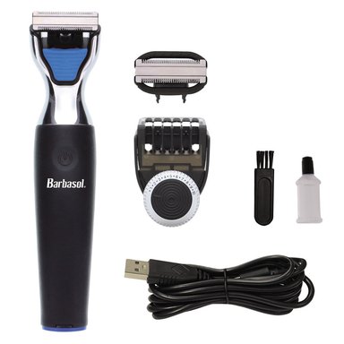 AFEITADORA INALÁMBRICO BARBASOL TRIMMER CARA CUERPO RECARGABLE USB NEGRO - 1