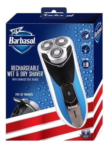 AFEITADORA BARBASOL GIRATORIA RECARGABLE HÚMEDO SECO TRIMMER COLOR AZUL - 5