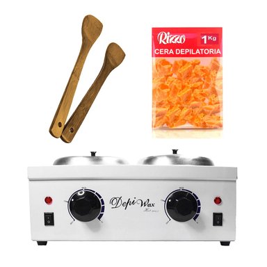 OLLA DEPILATORIA COSMETICAVAL METÁLICA KILO COLADOR CERA + PALETAS - 1