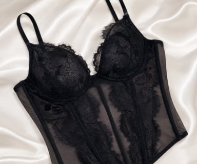 CORSET FASHION DE ENCAJE Y TUL CON ARCOS BAZIANI NEGRO - 4