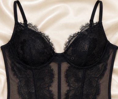 CORSET FASHION DE ENCAJE Y TUL CON ARCOS BAZIANI NEGRO - 5