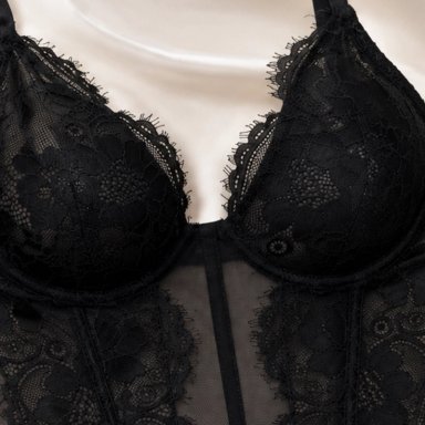CORSET FASHION DE ENCAJE Y TUL CON ARCOS BAZIANI NEGRO - 7