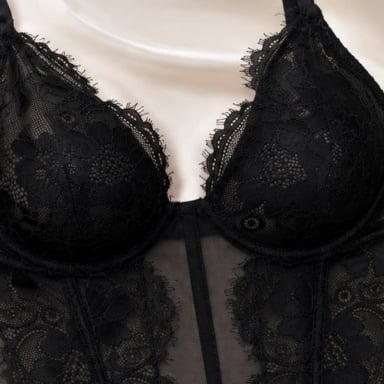 CORSET FASHION DE ENCAJE Y TUL CON ARCOS BAZIANI NEGRO - 7