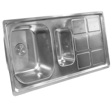 LAVAPLATOS SOBREPONER CON DESAGÜE DOMSA MDS10050C / 100X50X20CM - 1