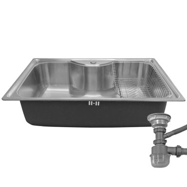 LAVAPLATOS DOMSA SOBRE CUBIERTA DS795485 INCLUYE CANASTO DESAGÜE Y SIFÓN 80 X 50 X 23 CM - 1