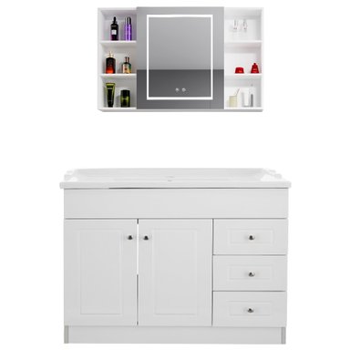 KIT MUEBLE VANITORIO CON BOTIQUIN ESPEJO LED ANTIEMPAÑANTE BF-120 - 1