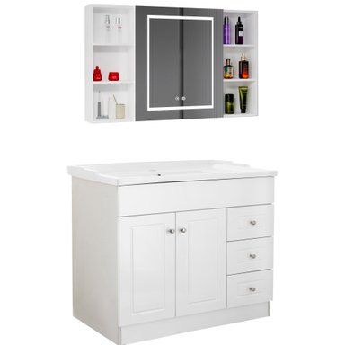 KIT MUEBLE VANITORIO CON BOTIQUIN ESPEJO LED ANTIEMPAÑANTE BF-120 - 2