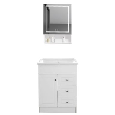KIT MUEBLE VANITORIO DOMSA CON BOTIQUIN ESPEJO LED ANTIEMPAÑANTE BHNF-60 BLANCO - 1