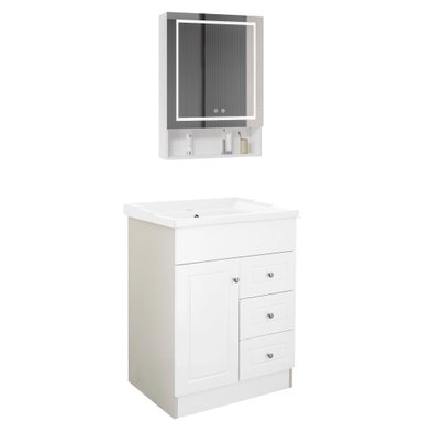KIT MUEBLE VANITORIO DOMSA CON BOTIQUIN ESPEJO LED ANTIEMPAÑANTE BHNF-60 BLANCO - 2