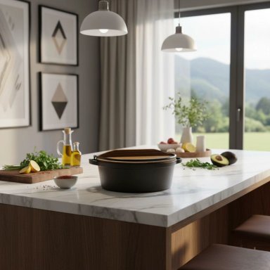 OLLA HIERRO FIERRO FUNDIDO CON ASA TAPA MADERA 25CM NORPLAT - 2