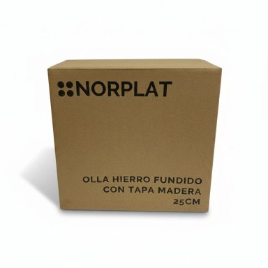 OLLA HIERRO FIERRO FUNDIDO CON ASA TAPA MADERA 25CM NORPLAT - 4