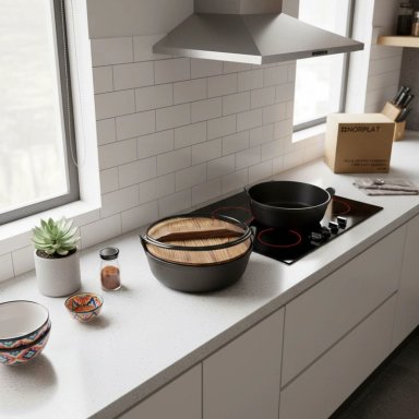 OLLA HIERRO FIERRO FUNDIDO CON ASA TAPA MADERA 25CM NORPLAT - 10