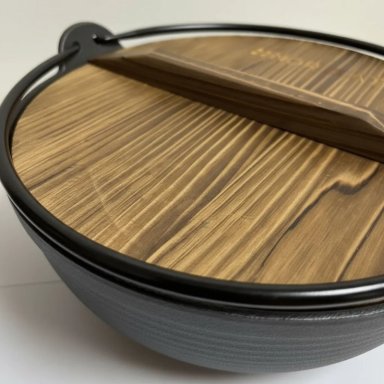 OLLA HIERRO FIERRO FUNDIDO CON ASA TAPA MADERA 25CM NORPLAT - 11