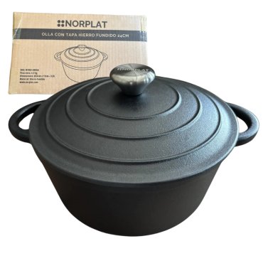 OLLA DE HIERRO FUNDIDO 24 CM 3.5 LTS - VA AL HORNO - NORPLAT - 1