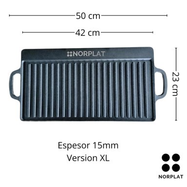 PLANCHA BIFERA NORPLAT REVERSIBLE HIERRO FUNDIDO 50X23CM XL - 3