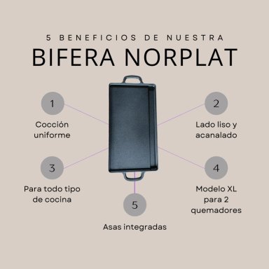 PLANCHA BIFERA NORPLAT REVERSIBLE HIERRO FUNDIDO 50X23CM XL - 4