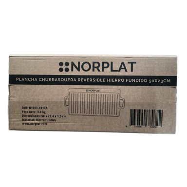 PLANCHA BIFERA NORPLAT REVERSIBLE HIERRO FUNDIDO 50X23CM XL - 10