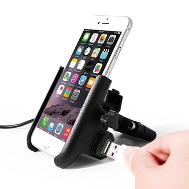 SET MOTOWOLF SOPORTE PARA CELULAR + CARGADOR USB AJUSTABLE 2809 - 1