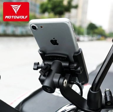 SET MOTOWOLF SOPORTE PARA CELULAR + CARGADOR USB AJUSTABLE 2809 - 2