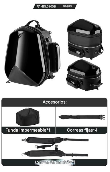 MALETA TOP CASE IMPERMEABLE EXPANDIBLE PARA MOTOCICLETA MOTOWOLF 0705B - 12