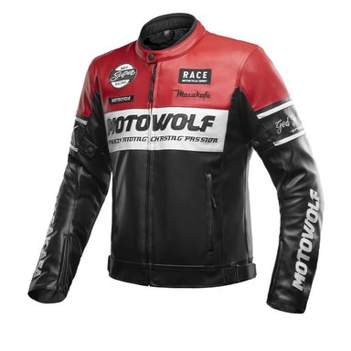 CHAQUETA MOTO HOMBRE CUERO PU INVIERNO CON PROTECCION CE MOTOWOLF - 1