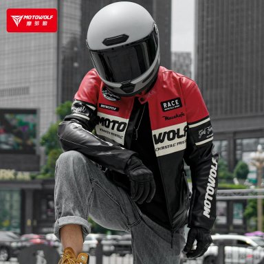 CHAQUETA MOTO HOMBRE CUERO PU INVIERNO CON PROTECCION CE MOTOWOLF - 8