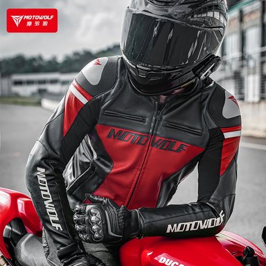 CHAQUETA DE CUERO CLASICA PARA MOTOCICLETA PROTECCIONES CE1 MOTOWOLF JM2 - 5