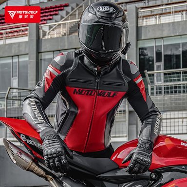 CHAQUETA DE CUERO CLASICA PARA MOTOCICLETA PROTECCIONES CE1 MOTOWOLF JM2 - 6
