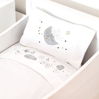 SET SÁBANAS TUYO PRINT LUNA ALGODÓN BLANCO PACK & PLAY - 1