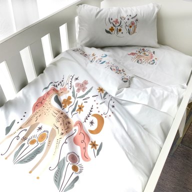 CUBREPLUMÓN TUYO PRINT UNICORNIO ALGODÓN BLANCO PACK & PLAY - 2