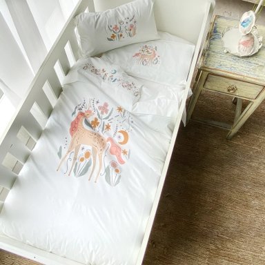 CUBREPLUMÓN TUYO PRINT UNICORNIO ALGODÓN BLANCO PACK & PLAY - 3
