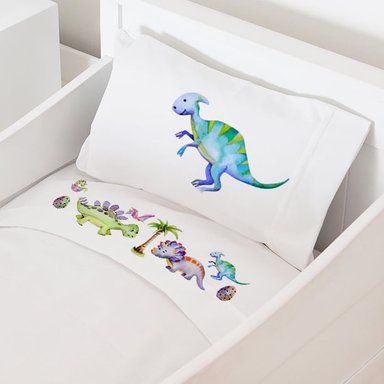 SET SÁBANAS TUYO PRINT DINO ALGODÓN BLANCO MOISÉS COLECHO - 1