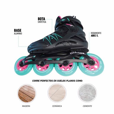 PATINES HOOK FRESH ROSADO AZUL - 8
