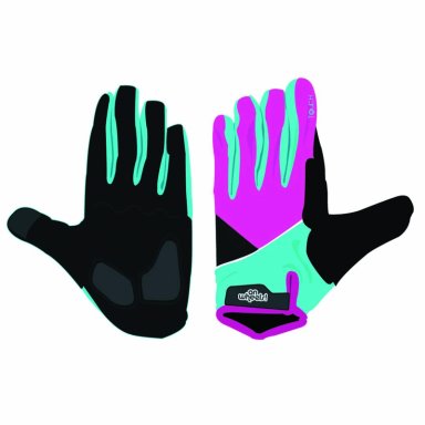 GUANTE LARGO TOUCH PARA CICLISMO ONWHEELS MORADO/VERDE - 1