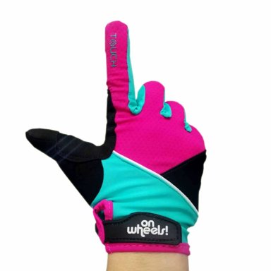 GUANTE LARGO TOUCH PARA CICLISMO ONWHEELS MORADO/VERDE - 3