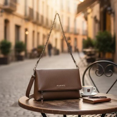 CARTERA BANDOLERA TIPO SOBRE CADENA ZAPPA - ZAM018X | MARRON OSCURO - 6