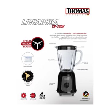 LICUADORA THOMAS 600W JARRA DE VIDRIO TH-330V - 3