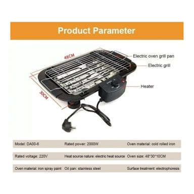 PARRILLERA ELE CTRICA 2000W ANTIADHERENTE BARBACOA - 2