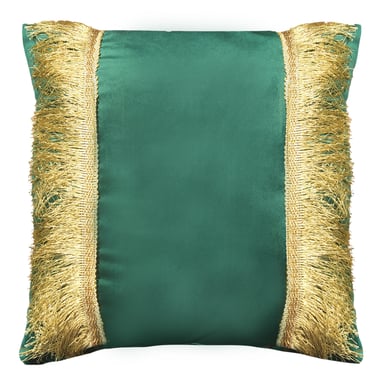 FUNDA ELIZABETH PEPER COJIN DECORATIVO DISEÑO FESTIVO DORADO 60 X 60 CM VERDE - 1