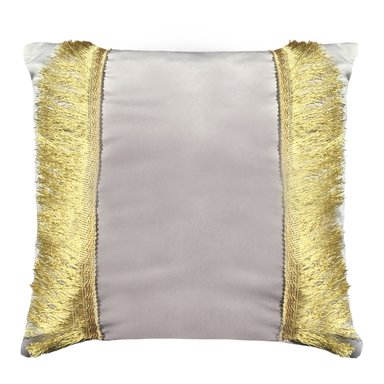 FUNDA ELIZABETH PEPER COJIN DECORATIVO DISEÑO FESTIVO DORADO 60 X 60 CM GRIS - 1