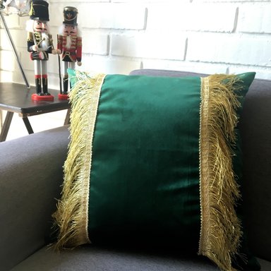 COJÍN ELIZABETH PEPER DECORATIVO DISEÑO FESTIVO DORADO RELLENO 45 X 45 CM VERDE - 3