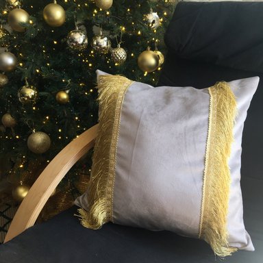 COJÍN ELIZABETH PEPER DECORATIVO DISEÑO FESTIVO DORADO RELLENO 50 X 50 CM GRIS - 3
