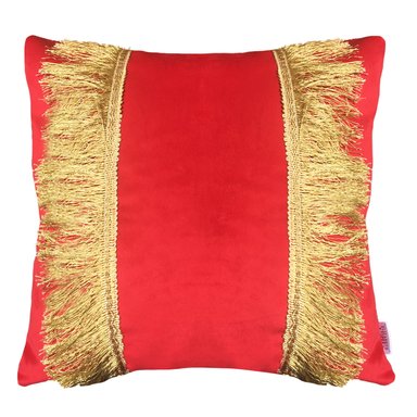 COJÍN ELIZABETH PEPER DECORATIVO DISEÑO FESTIVO DORADO RELLENO 60 X 60 CM ROJO - 1