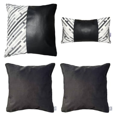 COJÍN ELIZABETH PEPER PACK 4 DECORATIVOS ECOCUERO 50 X 50 CM NEGRO - 1
