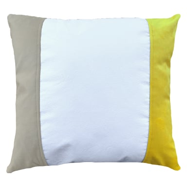 COJÍN ELIZABETH PEPER DECORATIVO ECOCUERO BLANCO BEIGE RELLENO 60 X 60 CM AMARILLO - 1