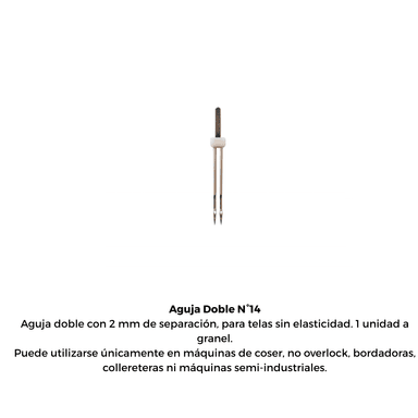 AGUJA PARA MÁQUINA JANOME DOBLE ORIGINAL (3 UNIDADES) - 2