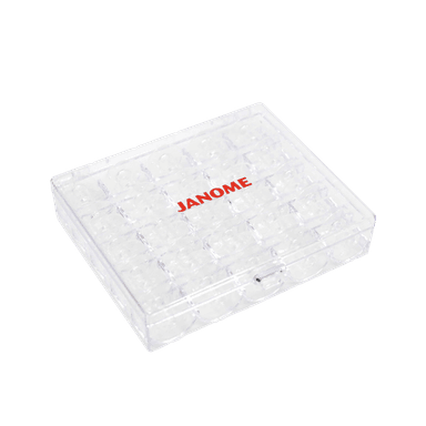 CARRETES TRANSPARENTES CAJA 25 UNID. JANOME ORIGINAL - 1
